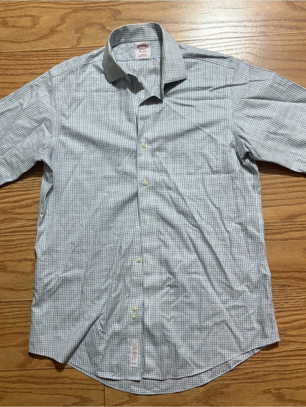 Vintage 1980s Brooks Brothers Makers Plaid Button Up Dress Shirt Medium USA